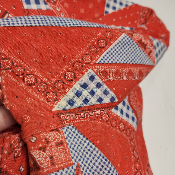 Vintage 70s Bandanas All Over Button Shirt County Seat Red Groovy Hippie - Picture 9 of 11